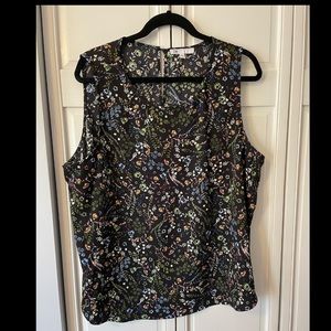 Black Floral Sleeveless Blouse